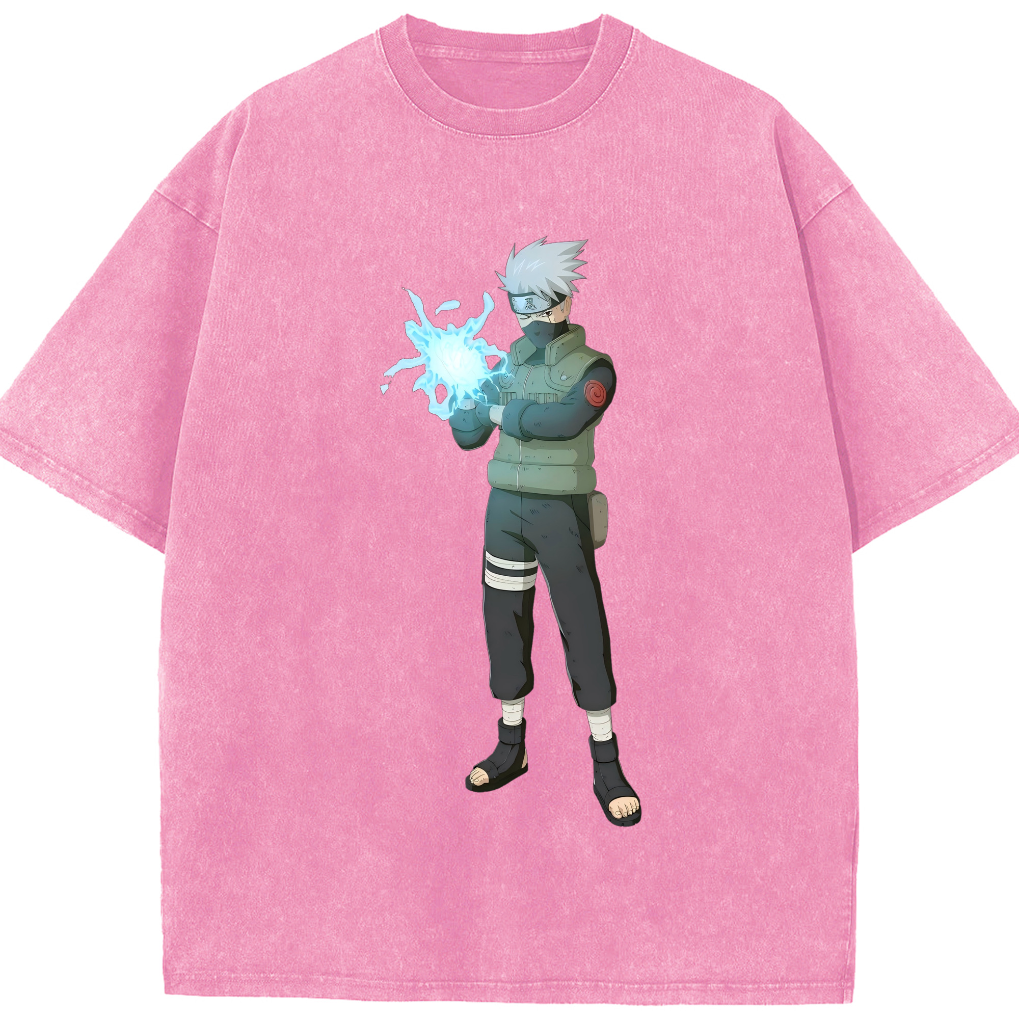（画像用） NARUTO -ナルト- はたけ カカシ Hatake Kakashi 綿100% ヴィンテージ風 半袖Tシャツ（フロントプリント）